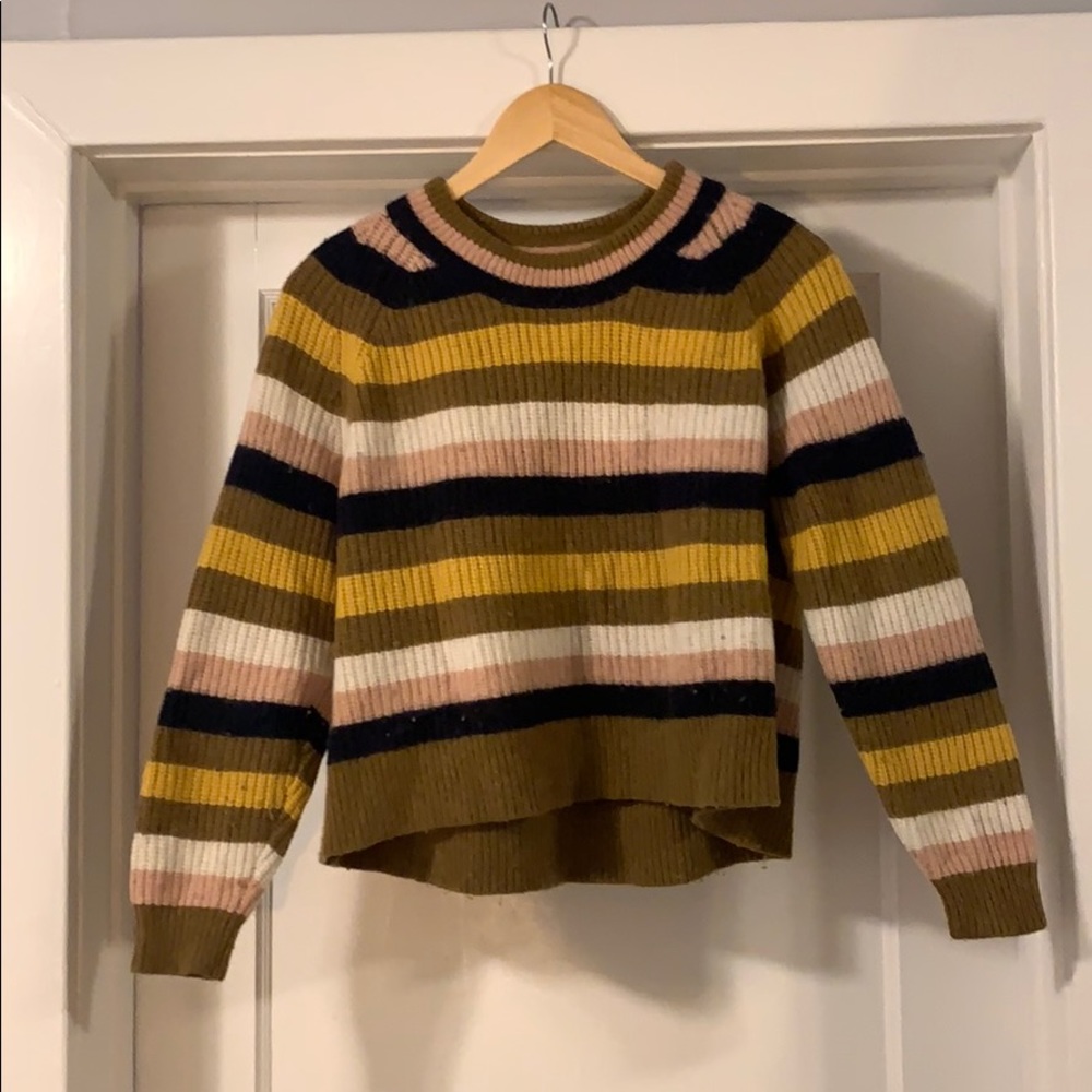 Striped boxy long sleeve sweater